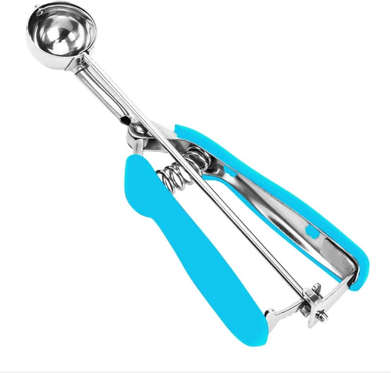 LLESCA Mini Cookie Scoop, 2Tsp/10ml/0.34oz Cookie Scoops for Baking, 18/8 Stainless Steel Cookie Scooper for Baking, Cookie Dough Scoop with Non-slip Grip (Blue) - Image 1